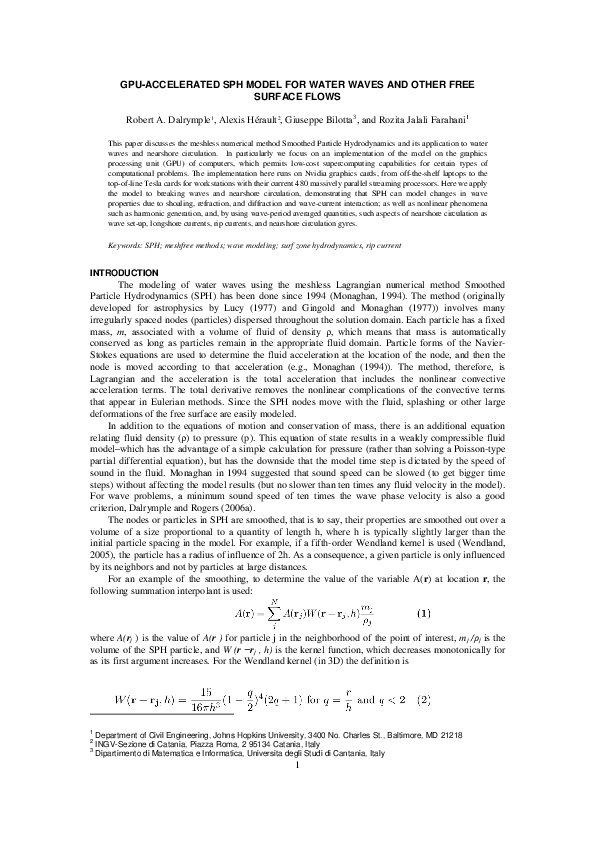 (PDF) Gpu-Accelerated SPH Model for Water Waves and Free Surface Flows