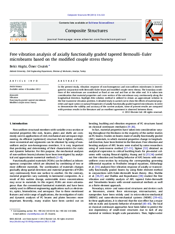 (PDF) Free vibration analysis of axially functionally graded tapered ...
