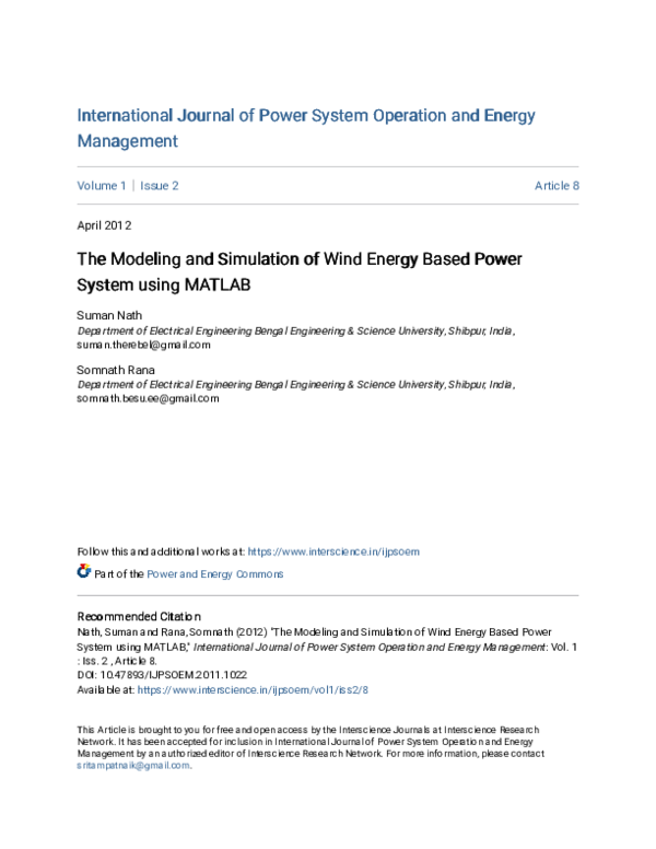 (PDF) The Modeling and Simulation of Wind Energy Based Power System ... image.