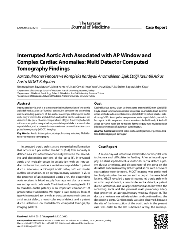 (PDF) Interrupted Aortic Arch Associated with AP Window and Complex ...