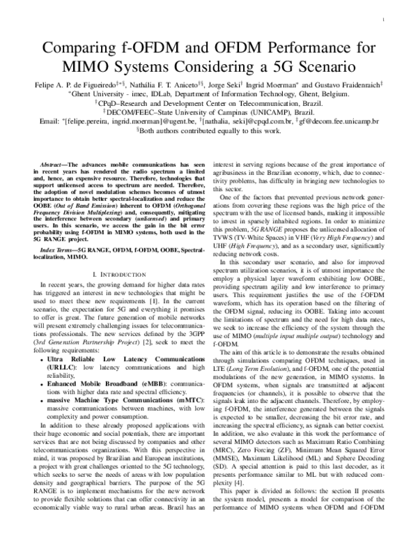 (PDF) Comparing f-OFDM and OFDM Performance for MIMO Systems ...