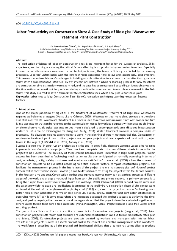 (PDF) Labor Productivity on Construction Sites: A Case Study of ...