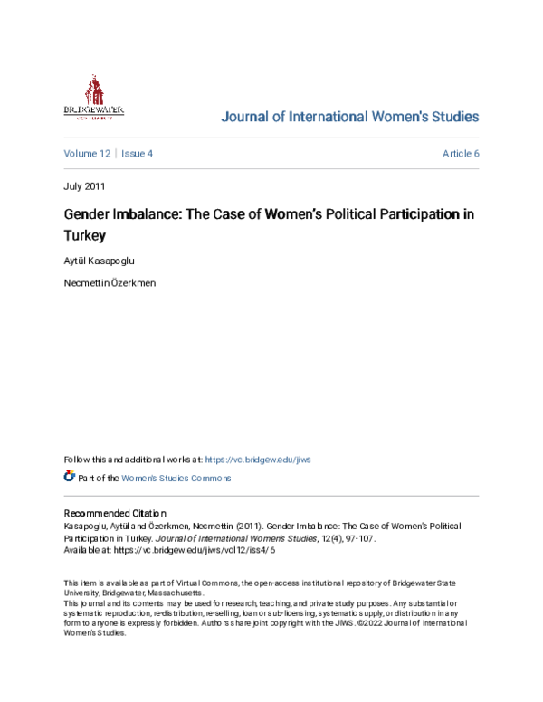 (PDF) Gender Imbalance: The Case of Women's Political Participation in ...