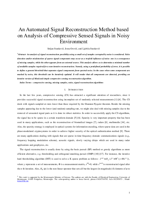 (PDF) An automated signal reconstruction method based on analysis of ...