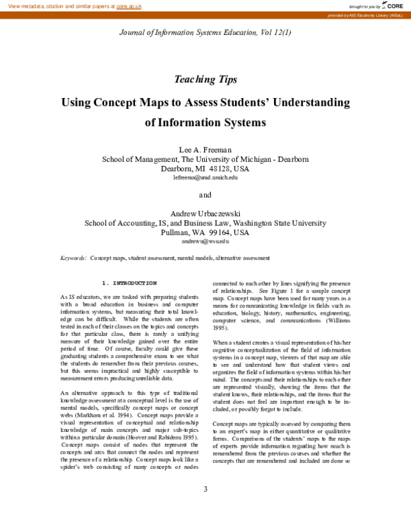 (PDF) Using Concept Maps to Assess Students\u27 Understanding of ...
