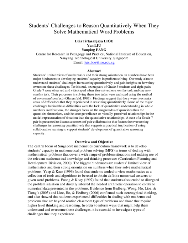 (PDF) Students’ challenges to reason quantitatively when they solve ...