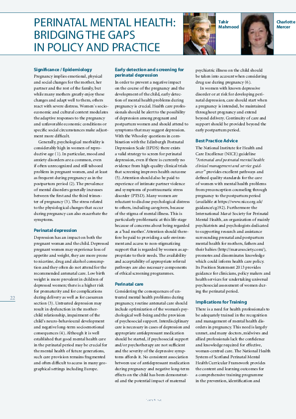 (PDF) Perinatal mental health: Bridging the gaps in policy and practice