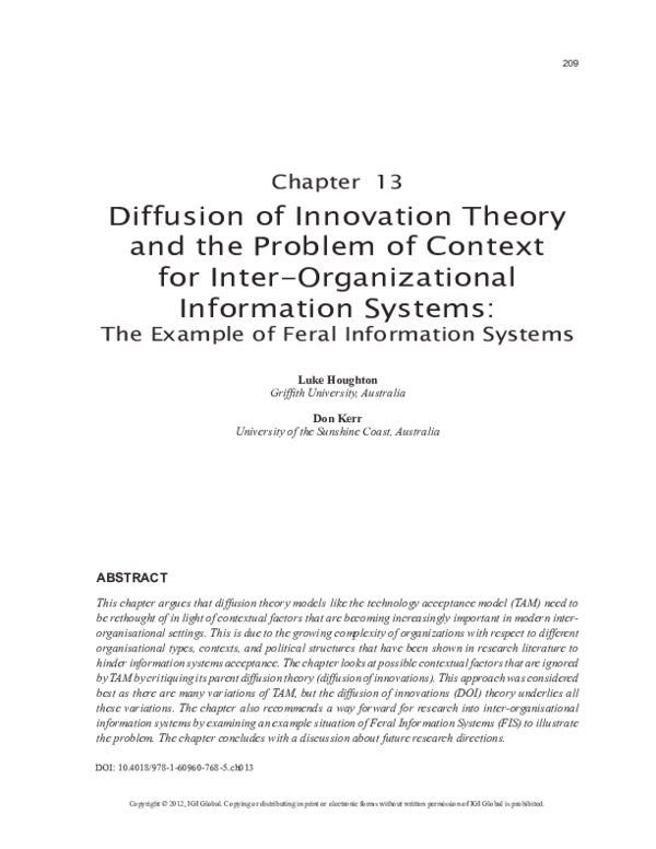 (PDF) Diffusion of Innovation Theory and the Problem of Context for ...