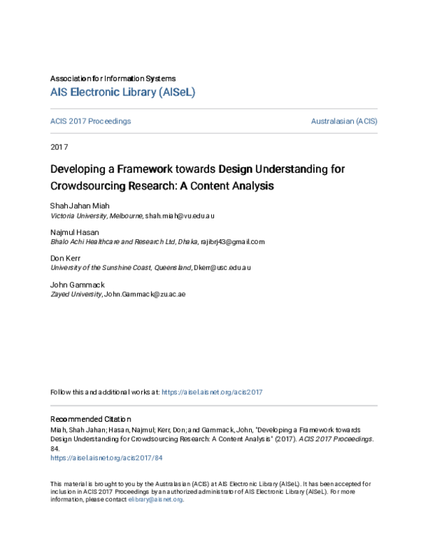 (PDF) Developing a Framework towards Design Understanding for ...