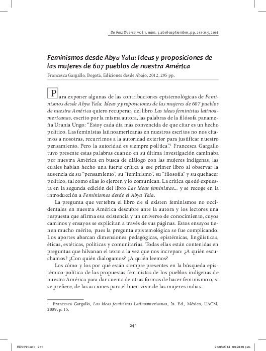 (PDF) Feminismos desde Abya Yala: Ideas y proposiciones de las mujeres ...