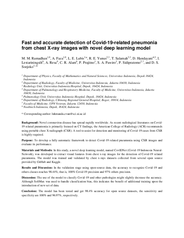 (PDF) Fast and accurate detection of Covid-19-related pneumonia from ...