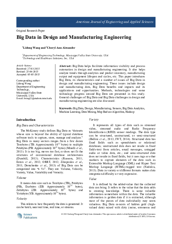 (PDF) Big Data in Design and Manufacturing Engineering
