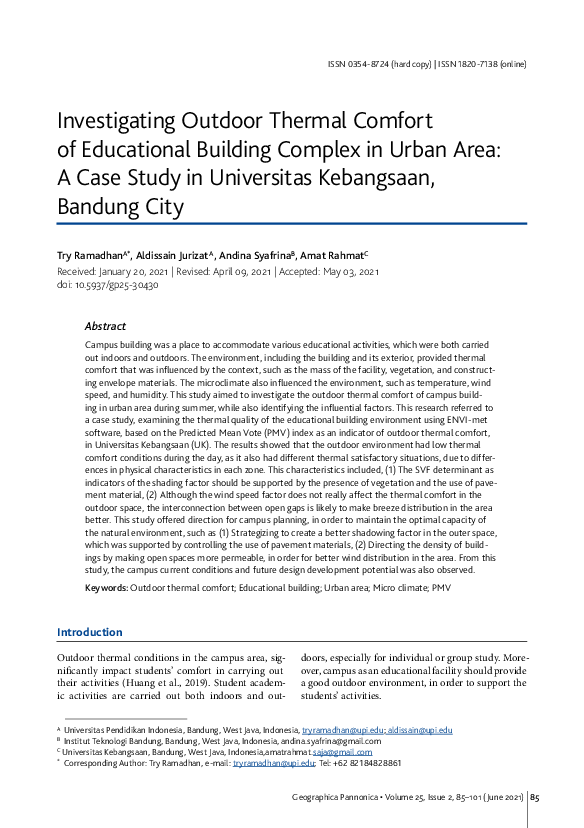 (PDF) Investigating outdoor thermal comfort of educational building ...