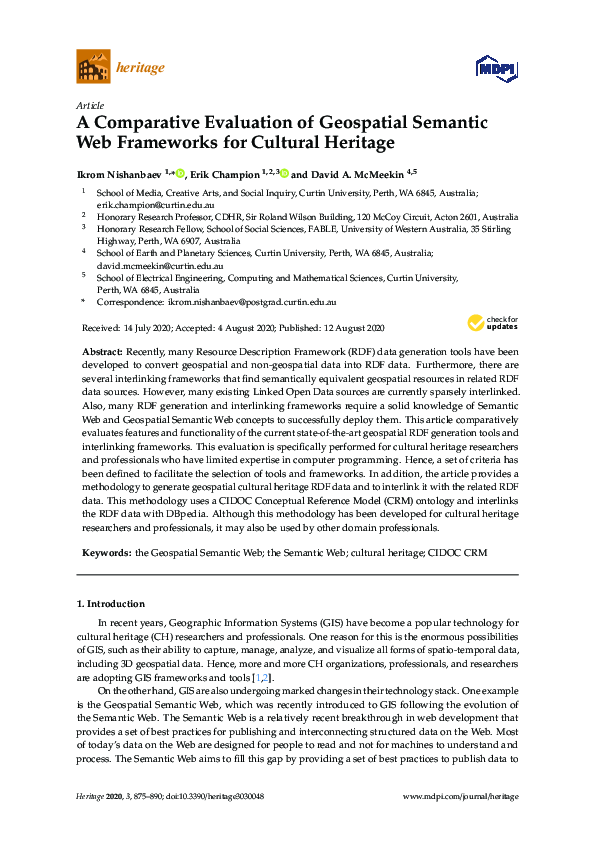 (PDF) A Comparative Evaluation of Geospatial Semantic Web Frameworks ...