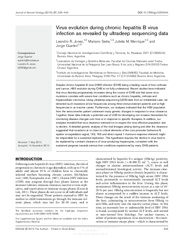 (PDF) Viral evolution during chronic hepatitis B as revealed by ultra ...