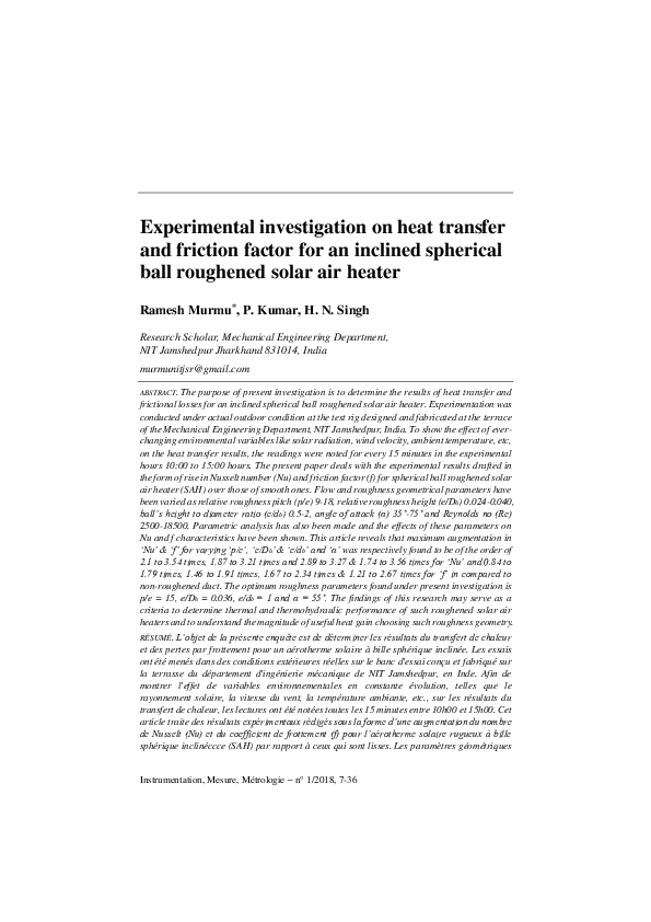 (PDF) Experimental investigation on heat transfer and friction factor ...
