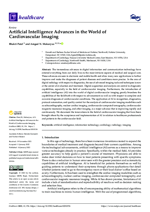 (PDF) Artificial Intelligence Advances in the World of Cardiovascular ...