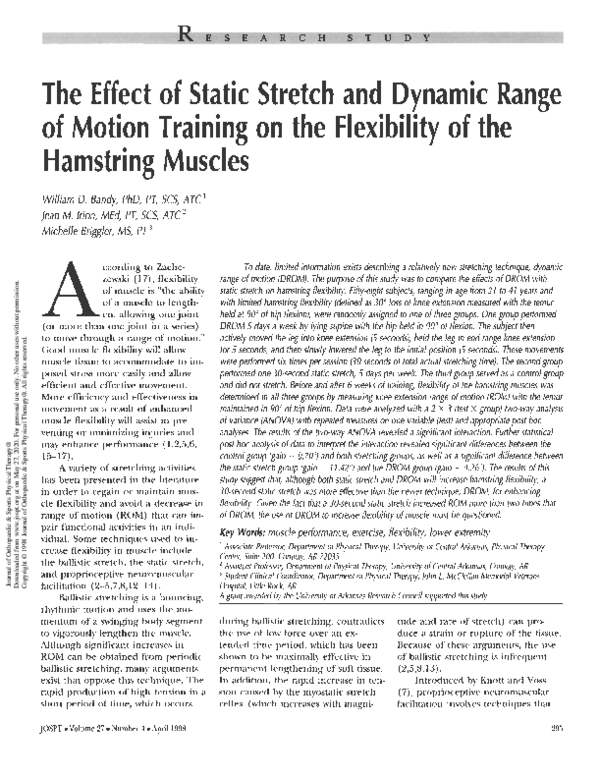 (PDF) The Effect of Static Stretch and Dynamic Range of Motion Training ...