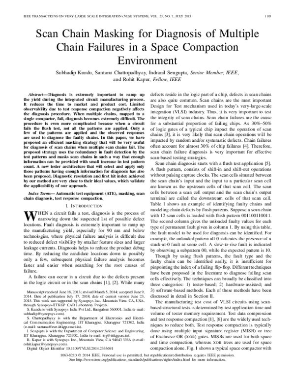 (PDF) Scan Chain Masking for Diagnosis of Multiple Chain Failures in a ...