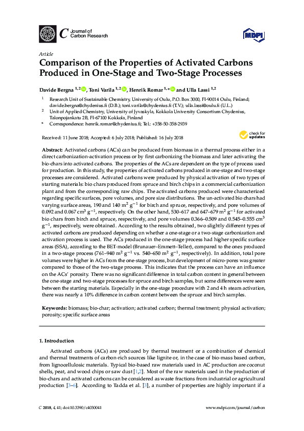 (PDF) Comparison of the Properties of Activated Carbons Produced in a ...