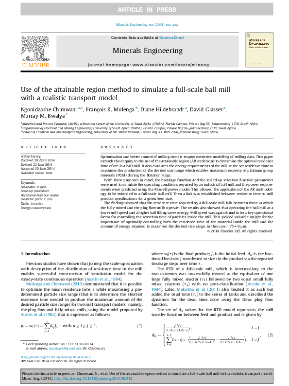 (PDF) Use of the attainable region method to simulate a full-scale ball ...