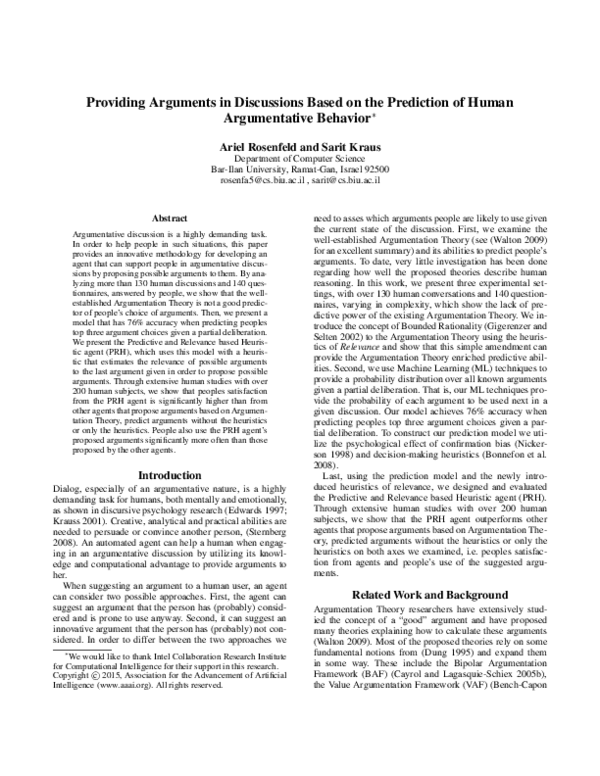 (PDF) Providing arguments in discussions based on the prediction of ...
