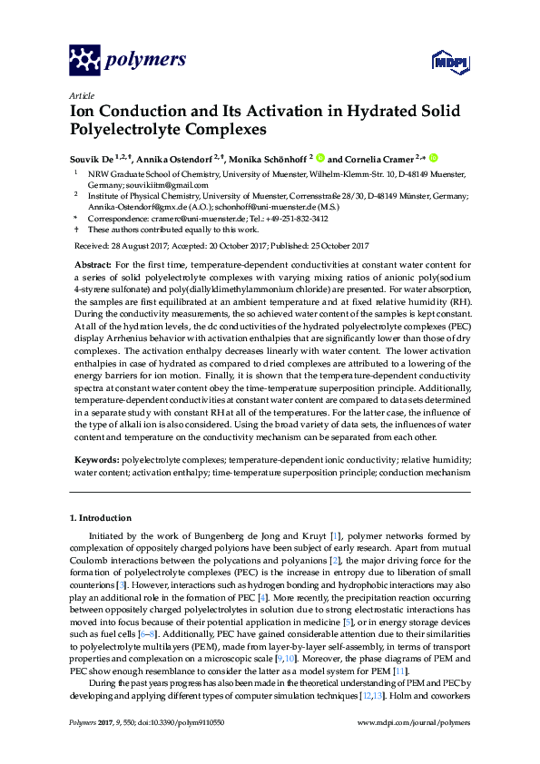 (PDF) Ion Conduction and Its Activation in Hydrated Solid ...