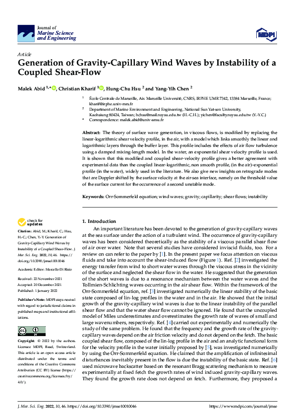 (PDF) Generation of Gravity-Capillary Wind Waves by Instability of a ...