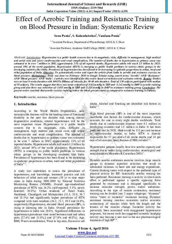 (PDF) Effect of Aerobic Training and Resistance Training on Blood ...