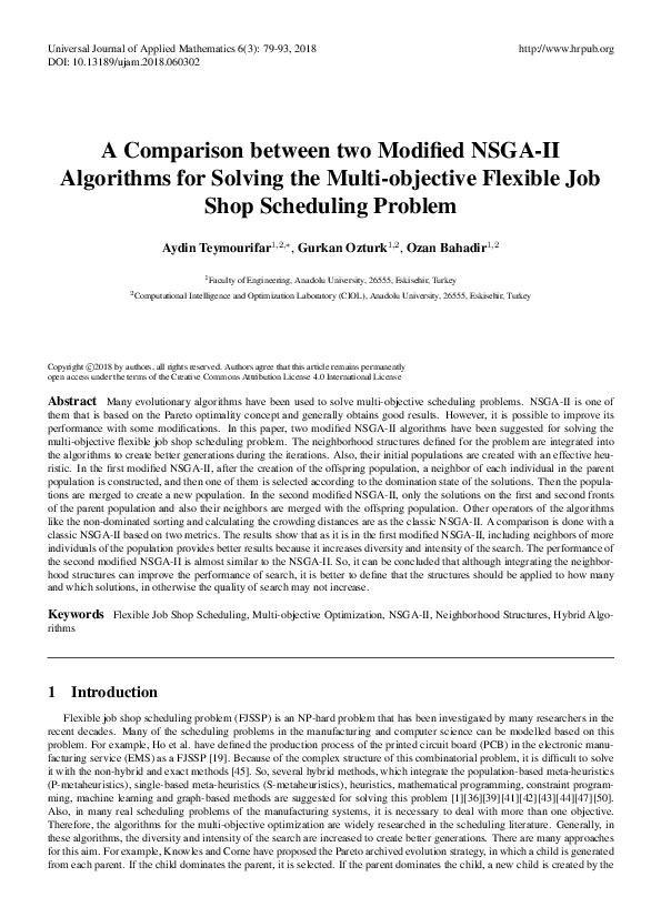 (PDF) A Comparison between two Modified NSGA-II Algorithms for Solving ...