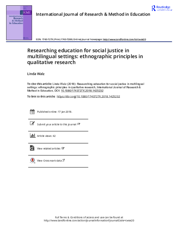 (PDF) Researching Education for Social Justice in Multilingual Settings ...