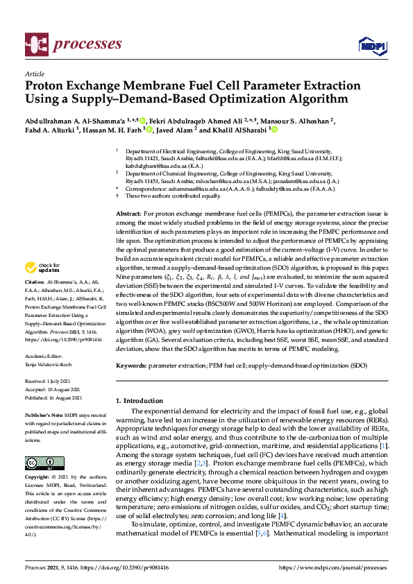(PDF) Proton Exchange Membrane Fuel Cell Parameter Extraction Using a ...