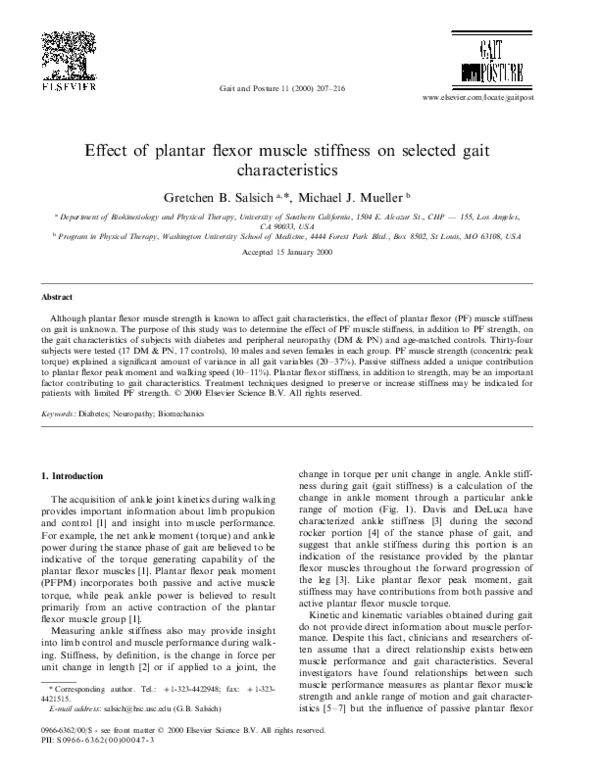 (PDF) Effect of plantar flexor muscle stiffness on selected gait ...