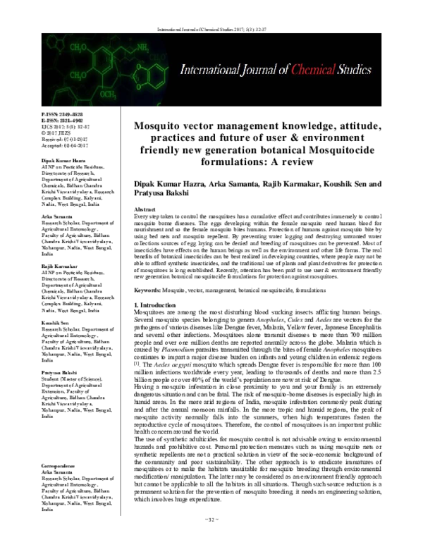 (PDF) Mosquito vector management knowledge, attitude, practices and ...
