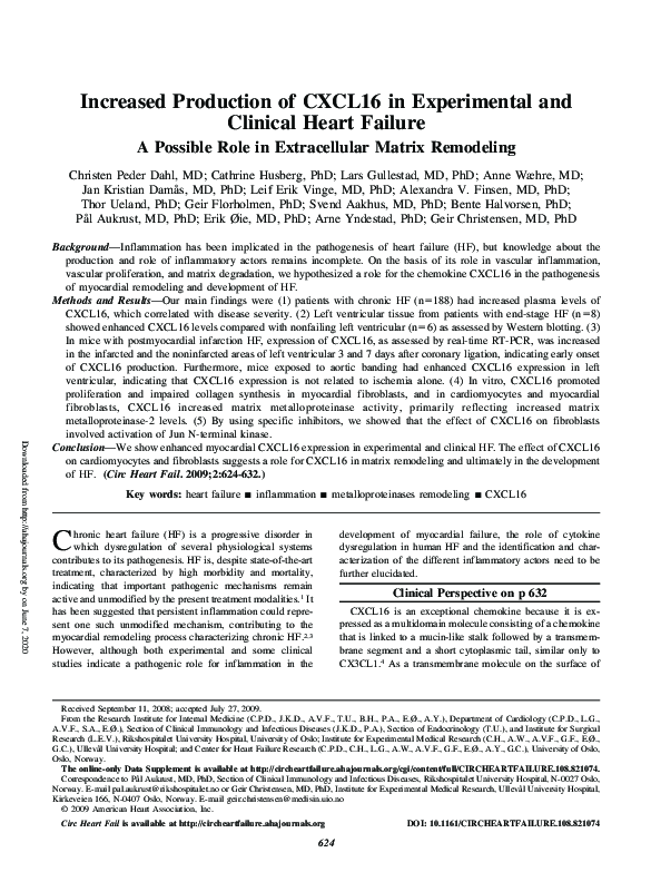 (PDF) Increased production of CXCL16 in experimental and clinical heart ...