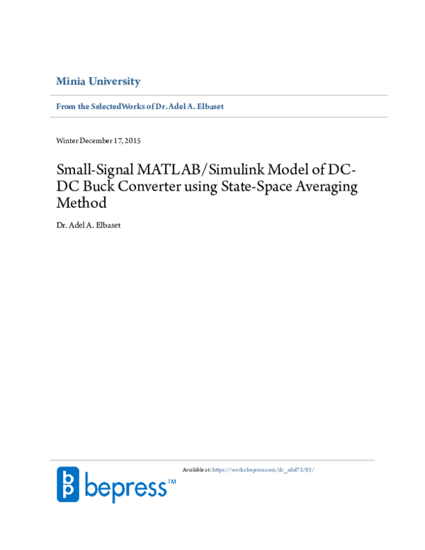 (PDF) Small-Signal MATLAB/Simulink Model of DC–DC Buck Converter