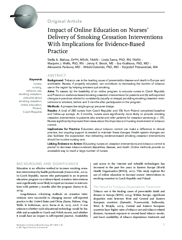 (PDF) Impact of Online Education on Nurses' Delivery of Smoking