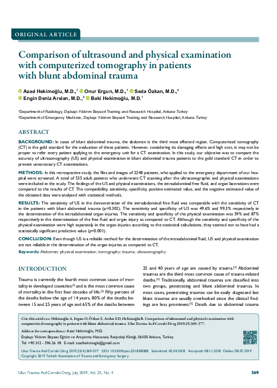 (PDF) Comparison of ultrasound and physical examination with the gold ...