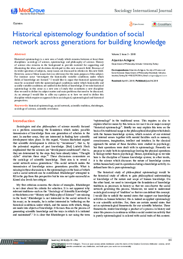 (PDF) Historical epistemology foundation of social network across ...