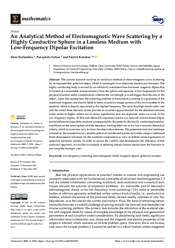 (PDF) An Analytical Method of Electromagnetic Wave Scattering by a ...