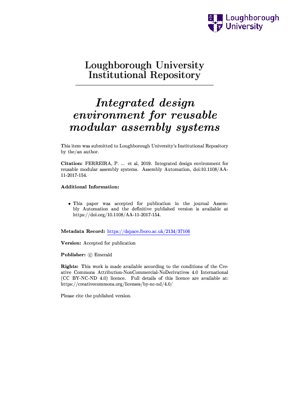 (PDF) Integrated design environment for reusable modular assembly systems