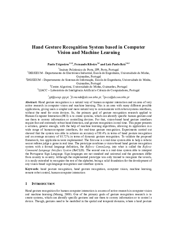 (PDF) Hand Gesture Recognition System Based in Computer Vision and ...