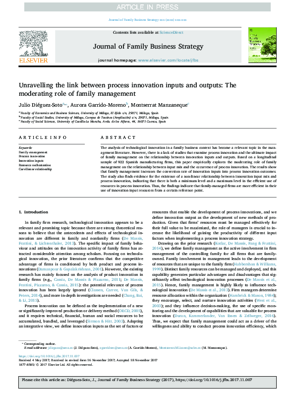(PDF) Unravelling the link between process innovation inputs and ...