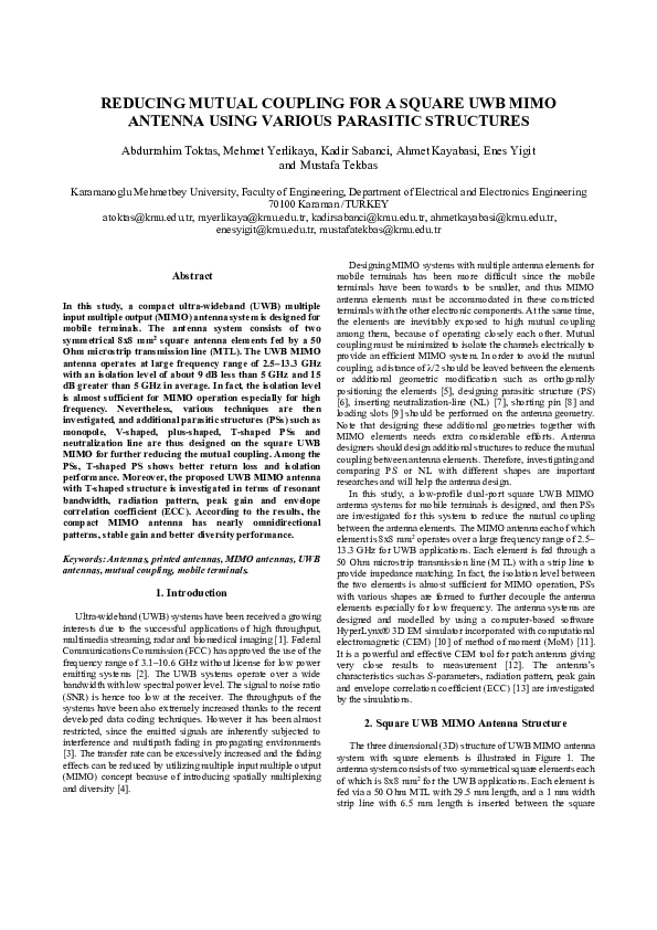 (PDF) Reducing mutual coupling for a square UWB MIMO antenna using ...