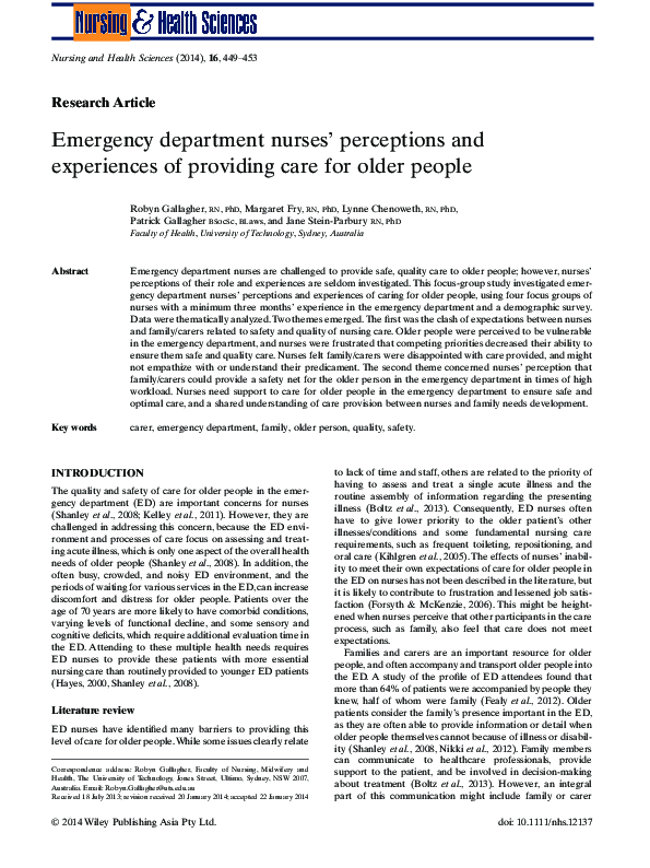 (PDF) Emergency department nurses’ perceptions and experiences of ...