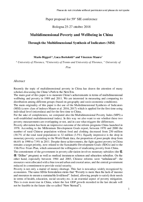 (PDF) Multidimensional Poverty and Wellbeing in China Through the ...