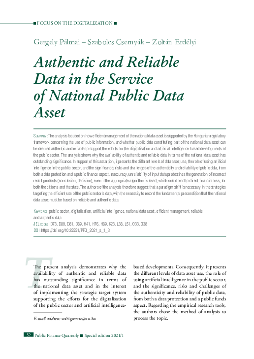 (PDF) Authentic and Reliable Data in the Service of National Public ...