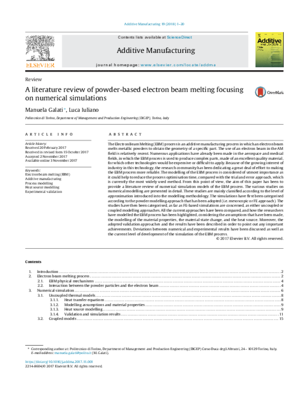 (PDF) A literature review of powder-based electron beam melting ...