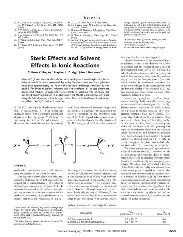 (PDF) Steric Effects and Solvent Effects in Ionic Reactions