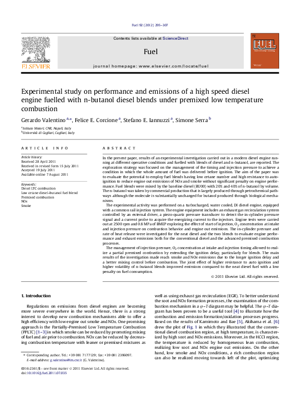(PDF) Experimental study on performance and emissions of a high speed ...